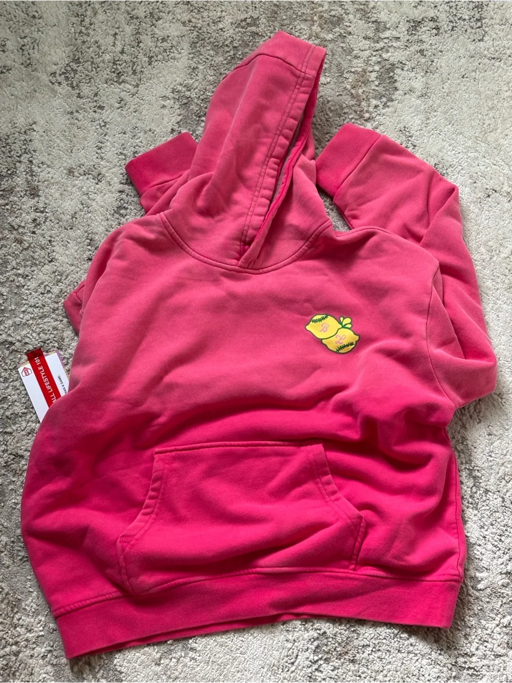 Boys' Pink Gradient Hoodie with Lemon Graphic